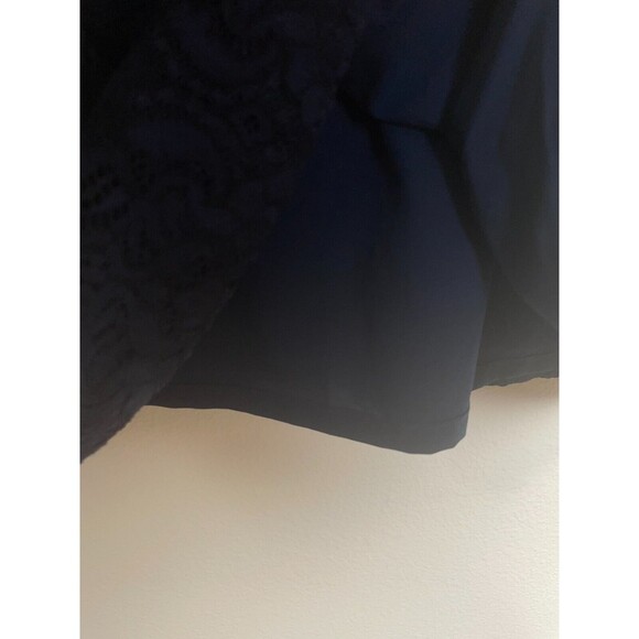 Vince Camuto Sz 14 Tie-Neck Lace Sheath Dress Navy Blue Sleeveless Zip Cocktail - Picture 12 of 16